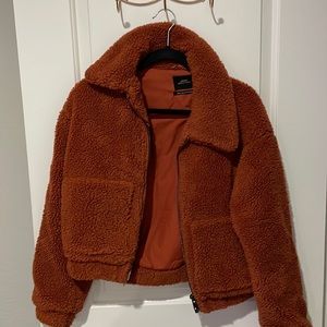 Urban outfitters teddy jacket burnt orange